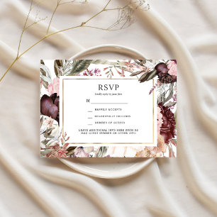 Invitation Jardin Enchanté Élégant Floral Boho RSVP Invitatio