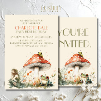 Invitation Jardin enchanté Fée Premier anniversaire