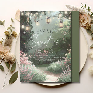 Invitation Jardin enchanté Sweet 16 rose ID1163