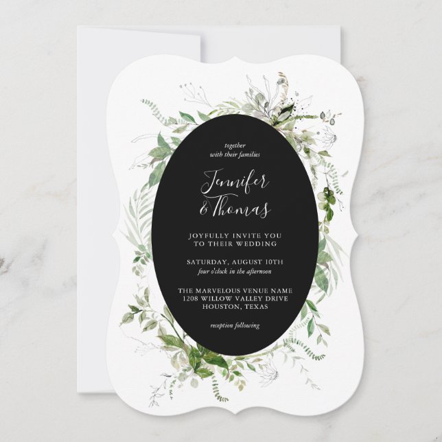 Invitation Jardin Ethereal Vert Mariage botanique (Devant)
