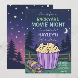 Invitation Jardin extérieur Nuit de cinéma Anniversaire