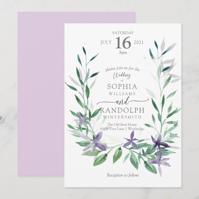 Invitation Jardin Fairy doux (Devant / Derrière)