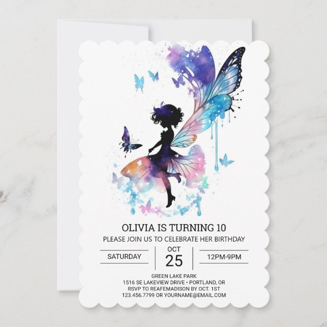 Invitation Jardin Fairy Personnalisé Anniversaire (Devant)