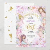 Jardin Fée thème, Fille 1er anniversaire Invitatio