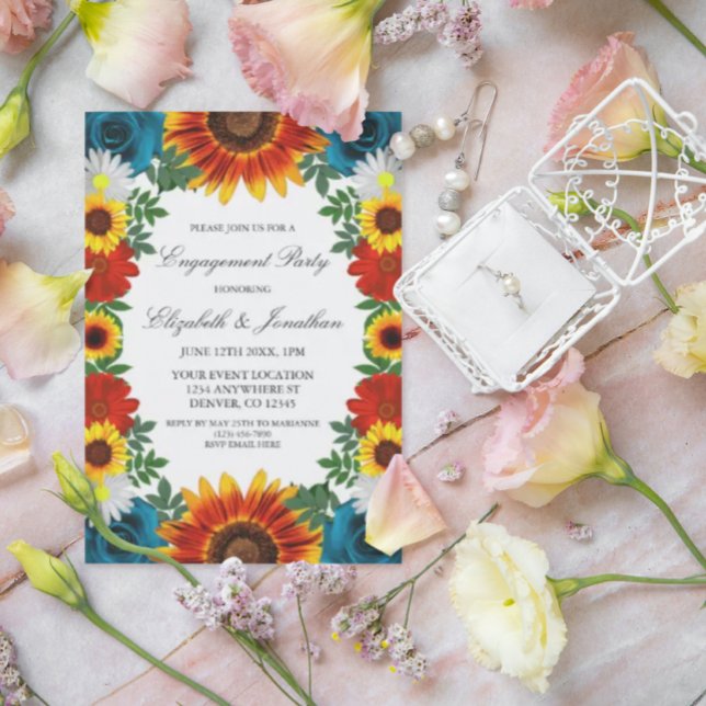 Invitation Jardin Fête d'engagement Floral d'été (Créateur téléchargé)