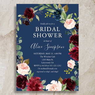 Invitation Jardin Fleur Bleu Automne Mariage