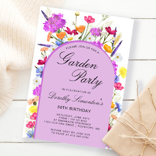 Invitation Jardin Fleur sauvage aquarelle 50e anniversaire