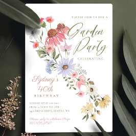 Invitation Jardin Fleur sauvage aquarelle Floral Anniversaire