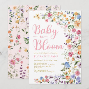 Invitation Jardin fleur sauvage bébé en Fleur bébé fille douc