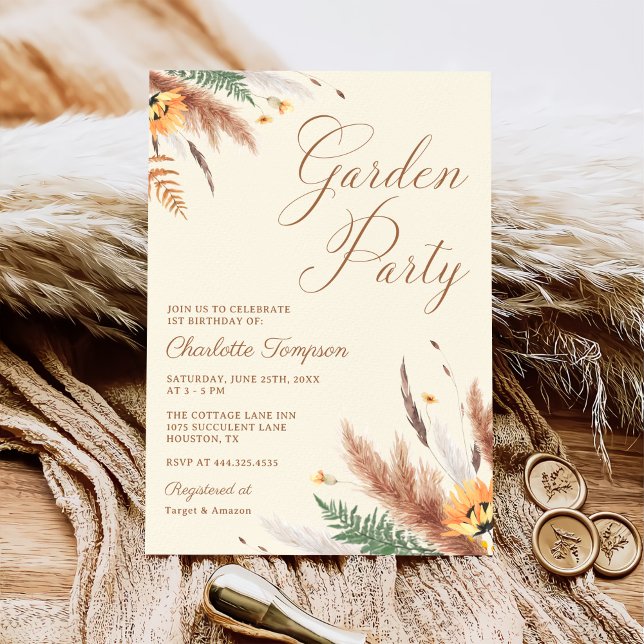 Invitation Jardin Fleur sauvage Floral 1er anniversaire (Créateur téléchargé)