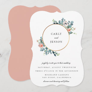 Invitation Jardin fleuri Cercle d'or Mariage