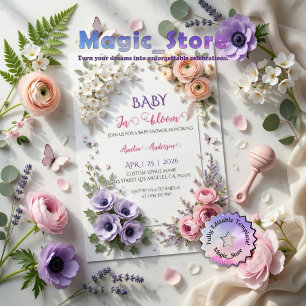 Invitation Jardin Fleuri Pastel Élégant Bébé en Fleur