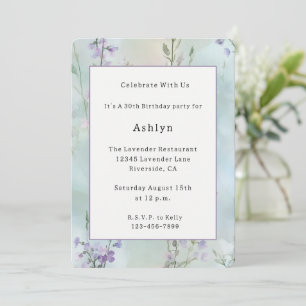 Invitation Jardin Fleurs Lavande Jolies Romantique Anniversai
