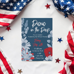 Invitation Jardin Floral Americain Moderne du 4 Juillet