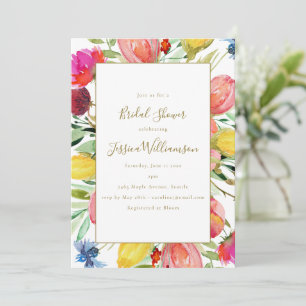 Invitation Jardin Floral Aquarelle de Printemps pour une Baby