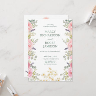 Invitation Jardin Floral Aquarelle Douce