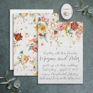 Invitation Jardin Floral Art Calligraphie Style Mariage