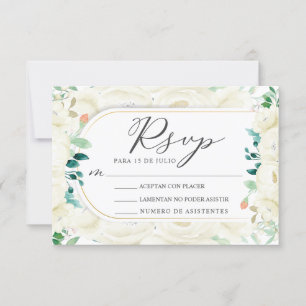 Invitation Jardin Floral Blanc Nuestra Boda Mariage RSVP