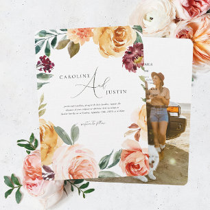 Invitation Jardin Floral Boho Mariage Photo Casual