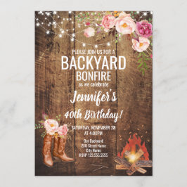 Invitation Jardin Floral Bonfire fête d'anniversaire