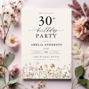 Invitation Jardin Floral Calligraphie 30e anniversaire