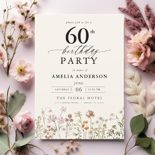 Invitation Jardin Floral Calligraphie 60e anniversaire
