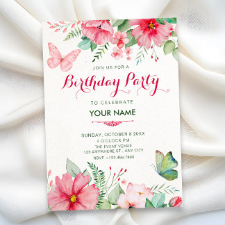 Invitation Jardin floral d'anniversaire