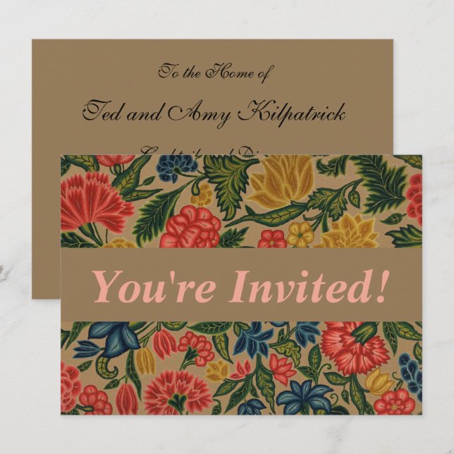 Invitation Jardin Floral Designer vintage (Devant / Derrière)