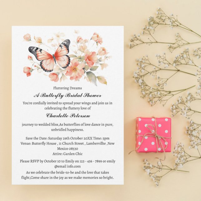 Invitation Jardin Floral Élégant Papillon (Créateur téléchargé)