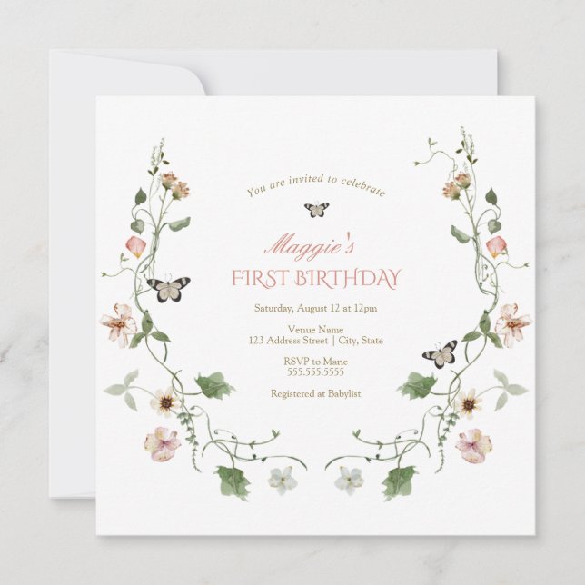 Invitation Jardin Floral Fairytale Anniversaire (Devant)