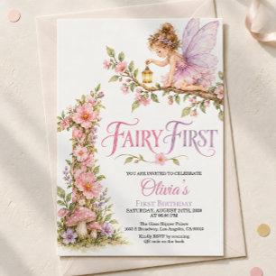 Invitation Jardin Floral Fée pour la Première Année des Fille