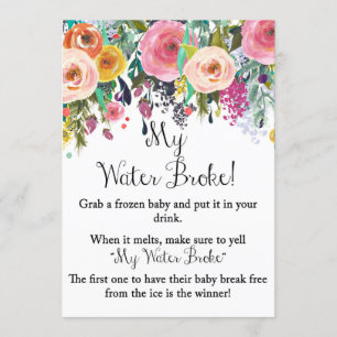 Invitation Jardin Floral My Water Broke Jeu Signal 5x7" Taill