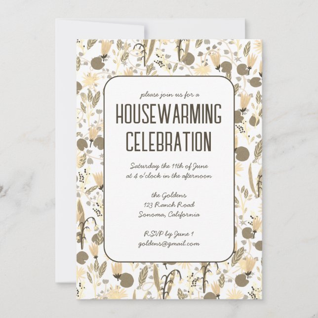 Invitation Jardin Floral Neutrals Personnalisé FÊTE DE RÉCHAU (Devant)