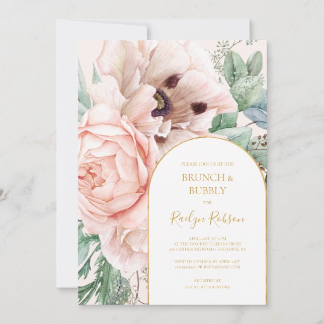 Invitation Jardin floral | Pastel Brunch et Bubbly (Devant)
