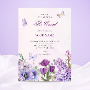 Invitation Jardin floral pourpre
