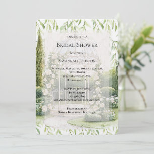 Invitation Jardin Floral Romantique de Roses Blanches pour un
