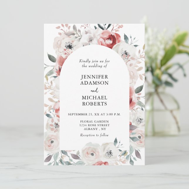 Invitation Jardin floral romantique Mariage élégant (Debout devant)