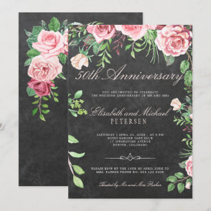 Invitation Jardin floral rustique 50e anniversaire de Mariage