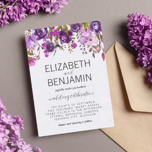 Invitation Jardin Floral Violet Violet Lavande Lilac Mariage