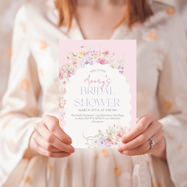 Invitation Jardin Floral Wavy Fleur sauvage Fête des mariées  (Créateur téléchargé)