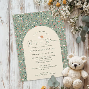 Invitation Jardin floral Whimsical bébé dans douche fleurie