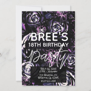 Invitation Jardin foncé Bewitching Purple Flowers Party