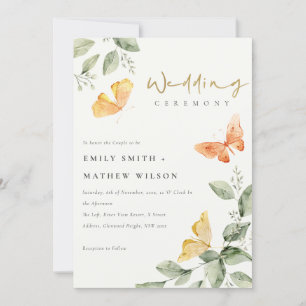 Invitation Jardin Jaune mignon Papillons Mariage