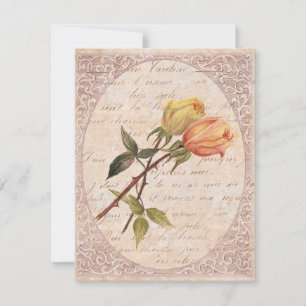 Invitation Jardin Jaune Vintage Rose Fête d'anniversaire