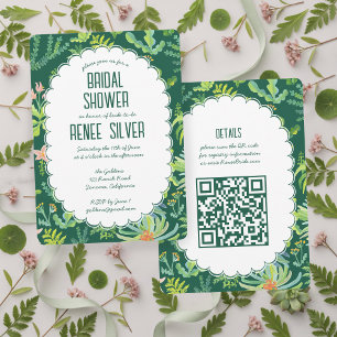 Invitation Jardin Jungle Aquarelle QR personnalisé ENTERREME