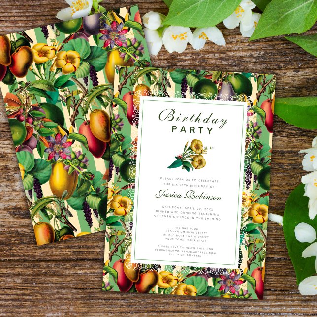 Invitation Jardin Lady 60e fête d'anniversaire Retro Floral (Créateur téléchargé)