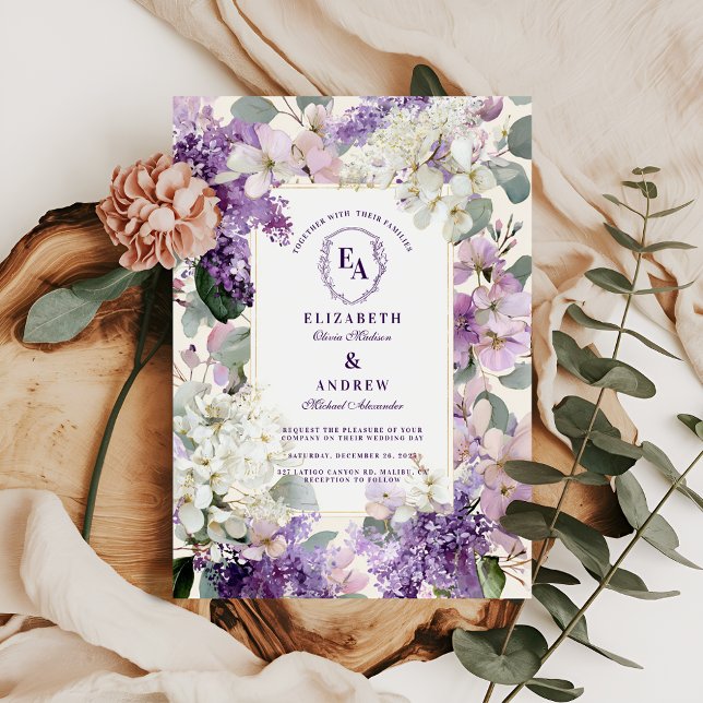 Invitation Jardin Lilac et Crème Mariage Floral (Créateur téléchargé)