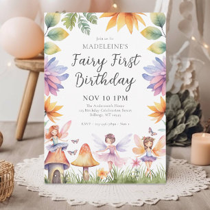 Invitation Jardin Magique de Fée pour 1er Anniversaire