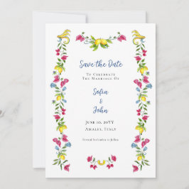 Invitation Jardin Méditerranéen Floral Save the Date