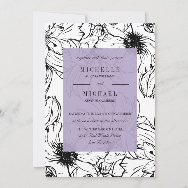 Invitation Jardin moderne | Lavande | mariage floral (Devant)